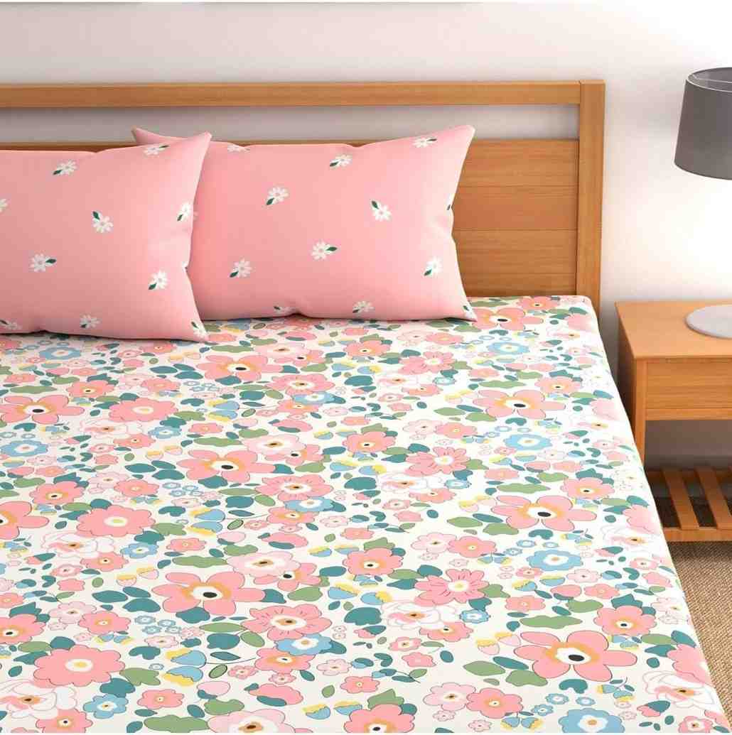 elastic fitted king size bedsheet glace cotton soft bedding with pillow covers
