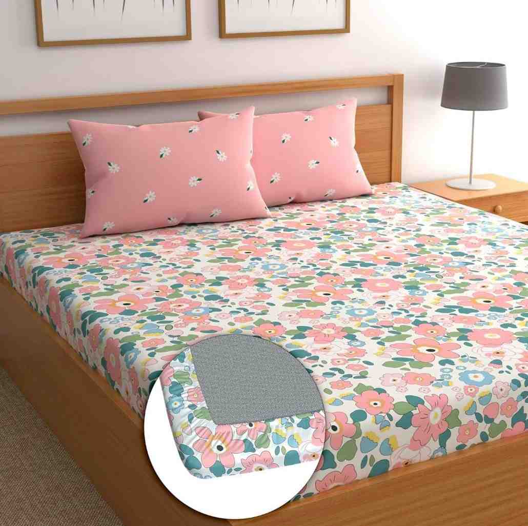elastic fitted king size bedsheet glace cotton soft bedding with pillow covers