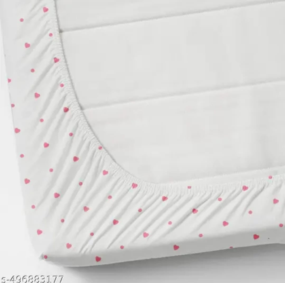 Elastic fitted king size bedsheet with pillow covers in printed glace cotton fabric.