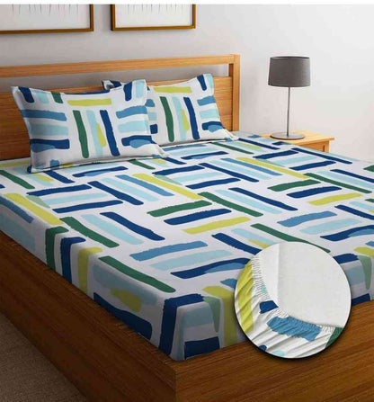 king size elastic fitted bedsheet glace cotton soft bedding with pillow covers