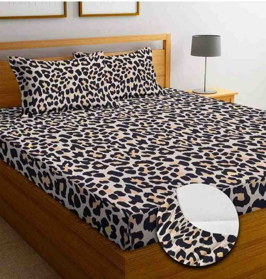 Elastic Fitted King Size Bedsheet – Glace Cotton with Pillow Covers