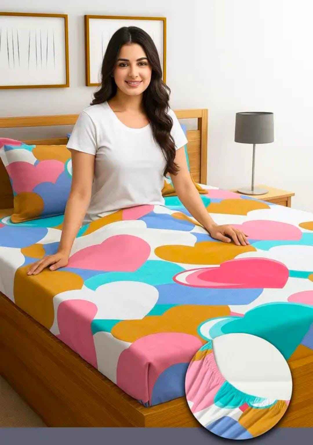 elastic fitted king size bedsheet glace cotton with pillow covers soft bedding