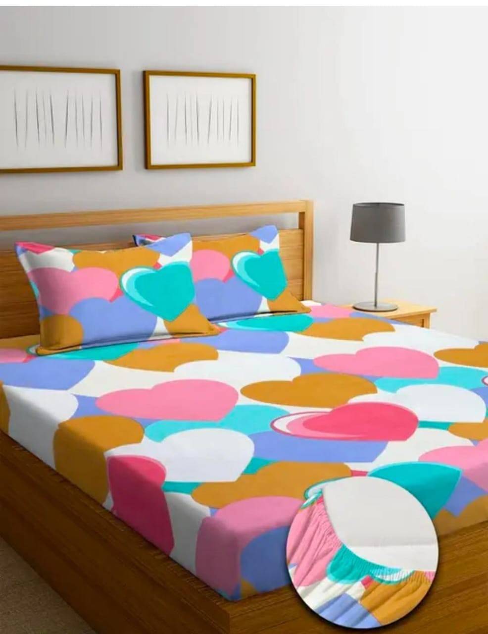 elastic fitted king size bedsheet glace cotton with pillow covers soft bedding