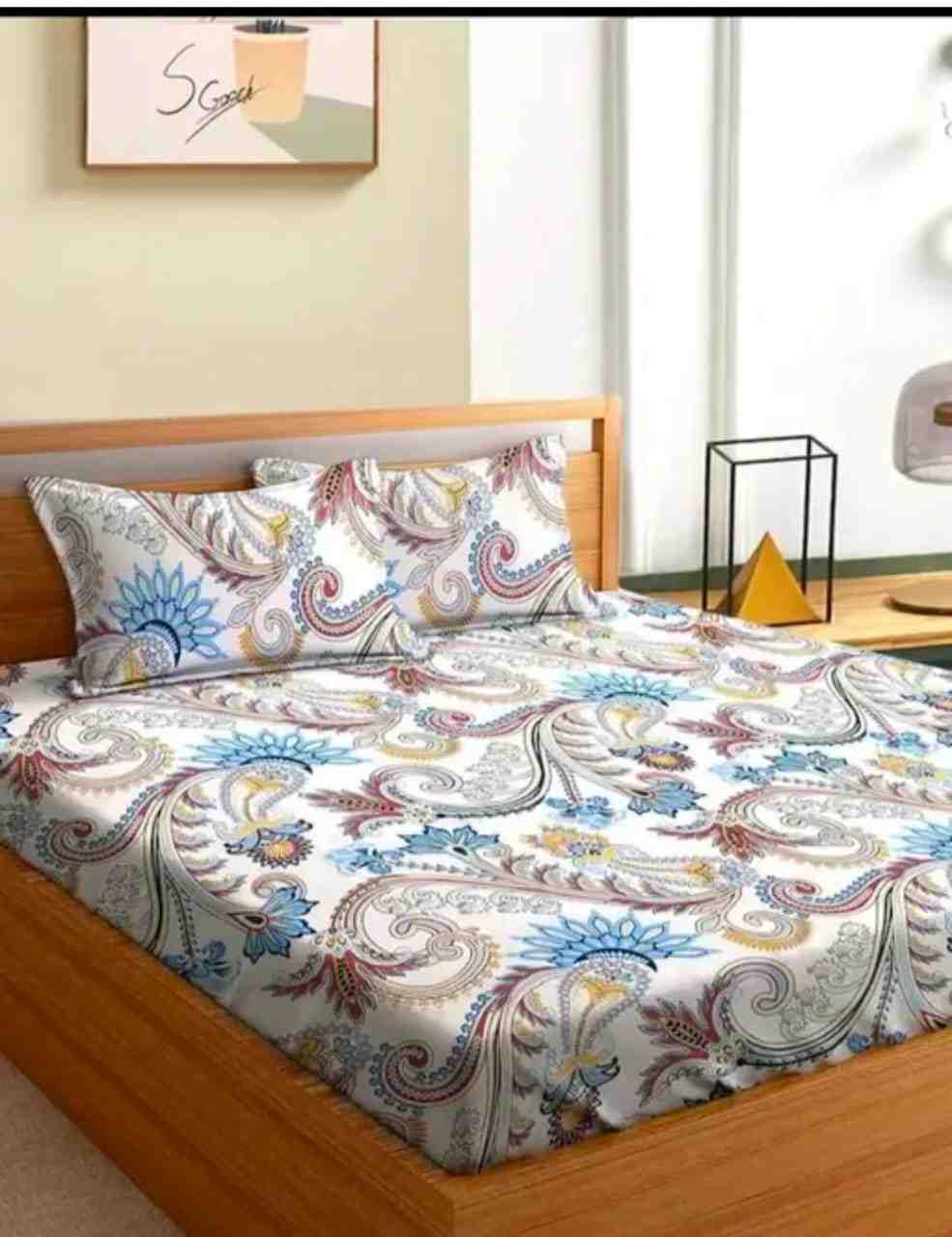 king size elastic fitted bedsheet glace cotton with pillow covers soft bedding set