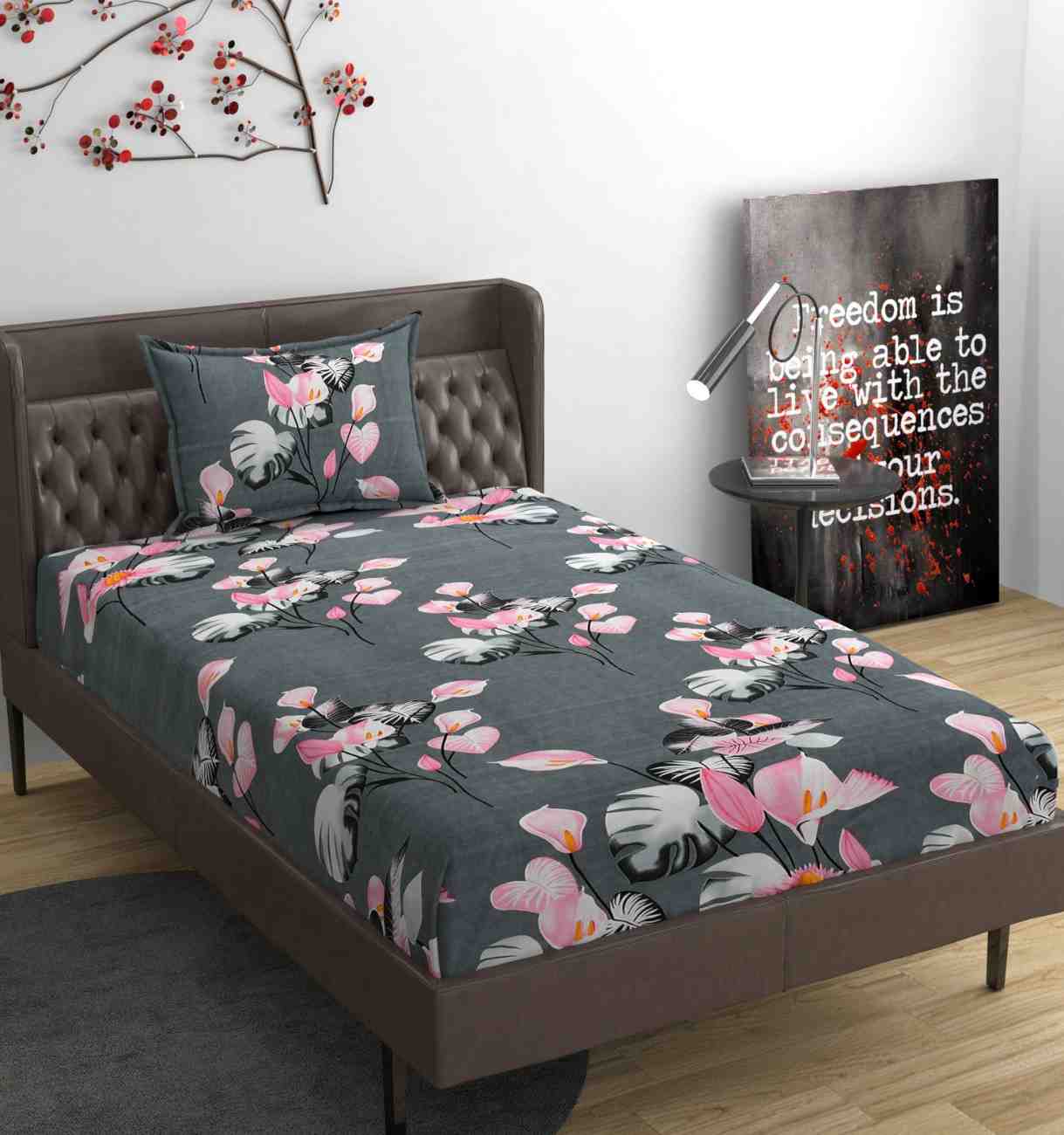 single bed cotton bedsheet with pillow cover soft breathable bedding set