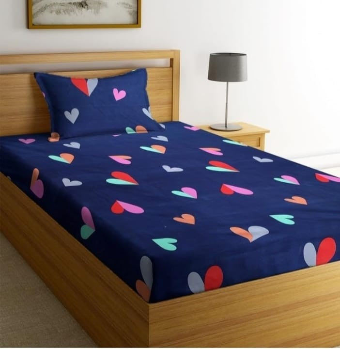 Cotton feel single bed bedsheet with pillow cover soft breathable fabric for daily use