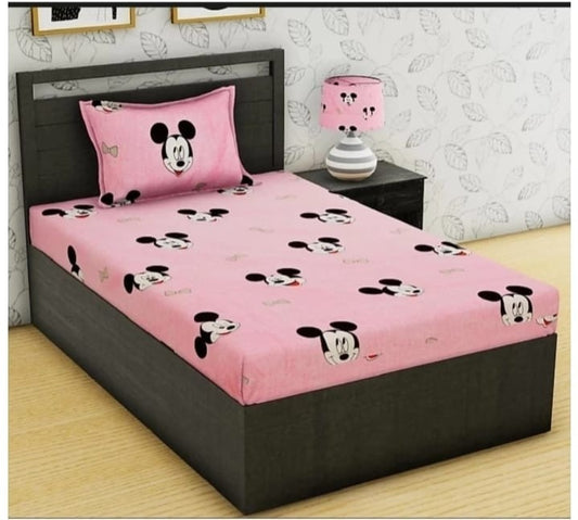 Cotton Feel Single Bed Flat Bedsheet (60 x 90 Inches) with 1 Pillow Cover