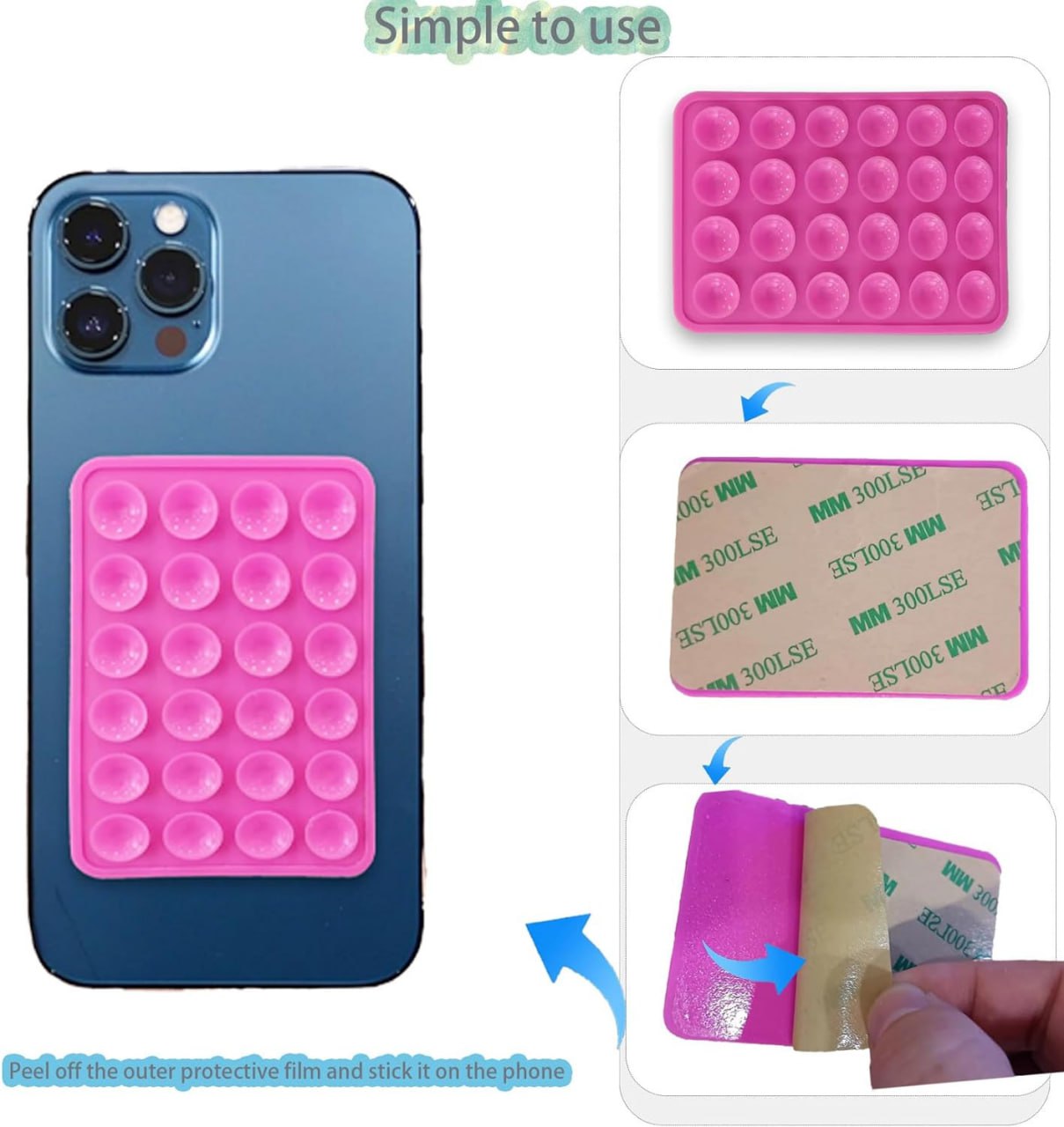 Suction Phone Grip Silicone Case Mount for iPhone and Android