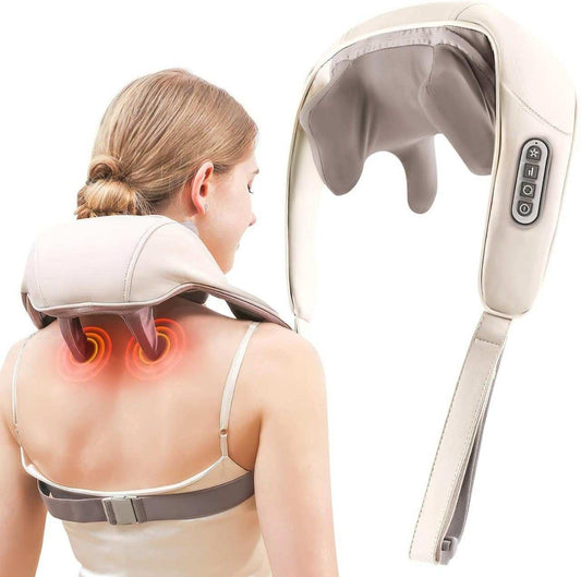 Neck & Shoulder Massager with Heat | Electric Rechargeable Shiatsu Deep Tissue Massager