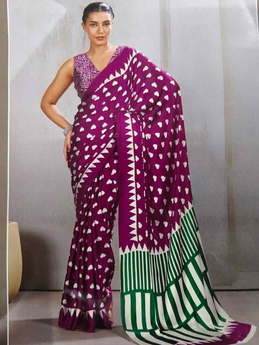 Pure Ajrakh Modal Silk Saree