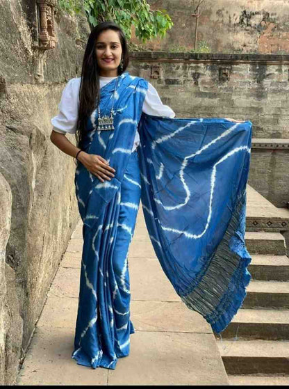 Handloom mulberry silk bandhani saree tie dye print festive wear