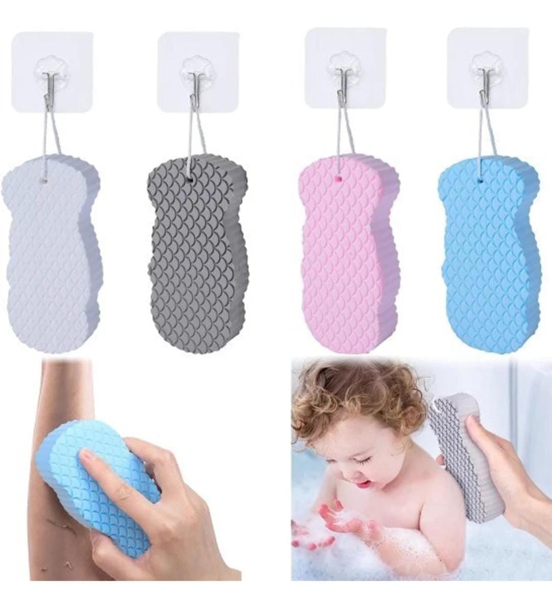 Ultra soft silicone bath sponge body scrubber for gentle cleaning