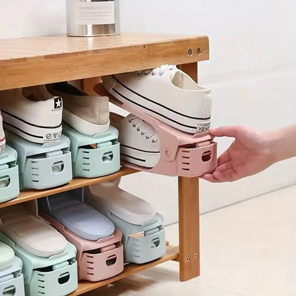 Adjustable shoe slots organizer space saving double layer shoe hold
