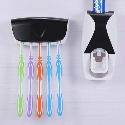 Wall Mounted Toothbrush Holder with Cover Toothpaste Dispenser Set with Self Adhesive for Washroom