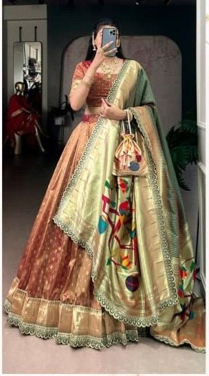 Organza lehenga with festive zari detailing