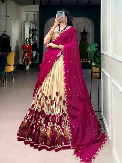Designer Tasar Silk Lehenga