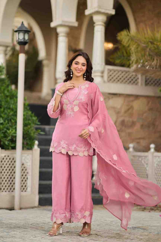 Heavy Natural Satin Sharara Suit Set