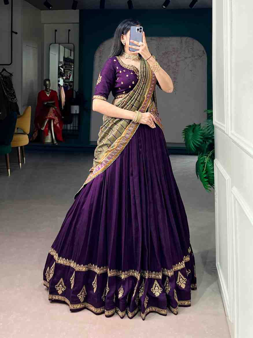 Vichitra Silk Lehenga with Dupatta