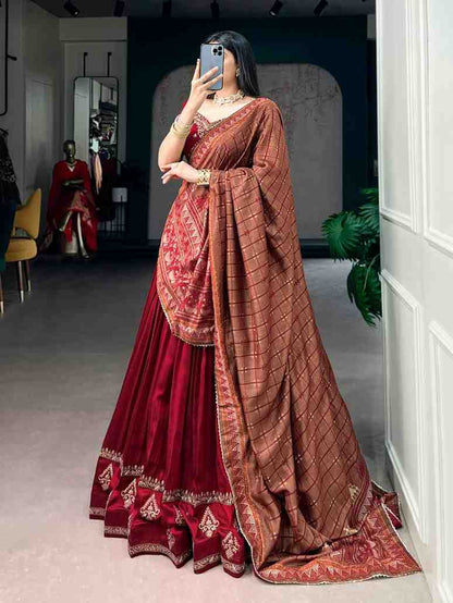 Foil Print Dupatta Lehenga Set