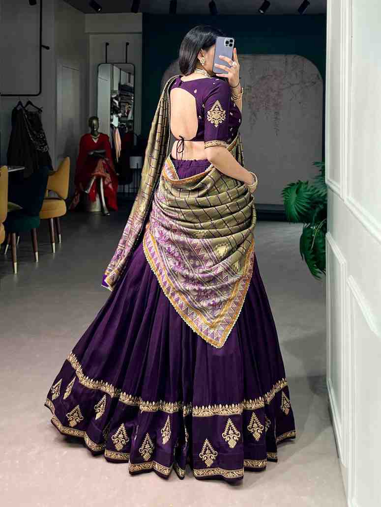Sequins Work Vichitra Lehenga