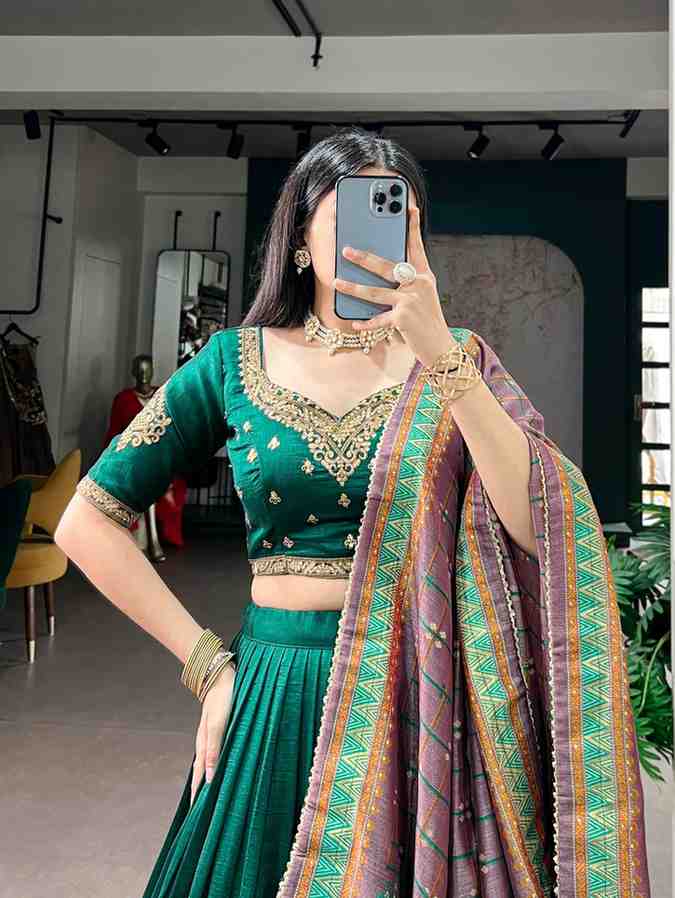 Wedding Wear Vichitra Silk Lehenga