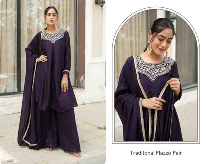 Embroidered Kurta Palazzo Set