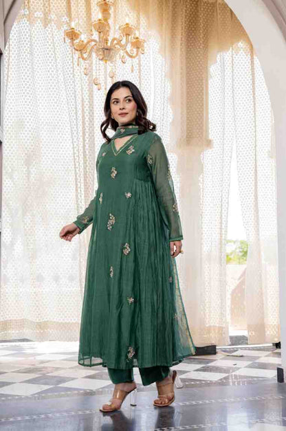 Embroidered Kurta Set with Dupatta