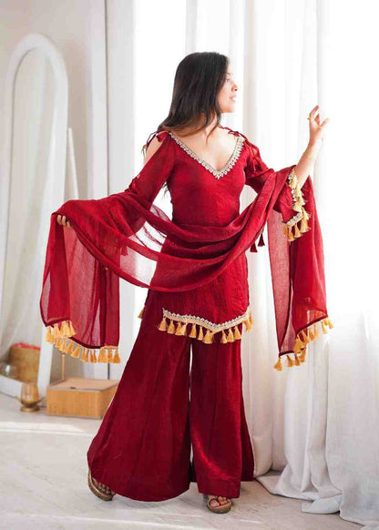 Women's Embroidered Plazzo Set