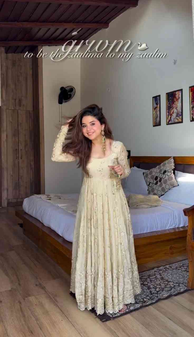 Crunchy Silk Embroidered Gown Set