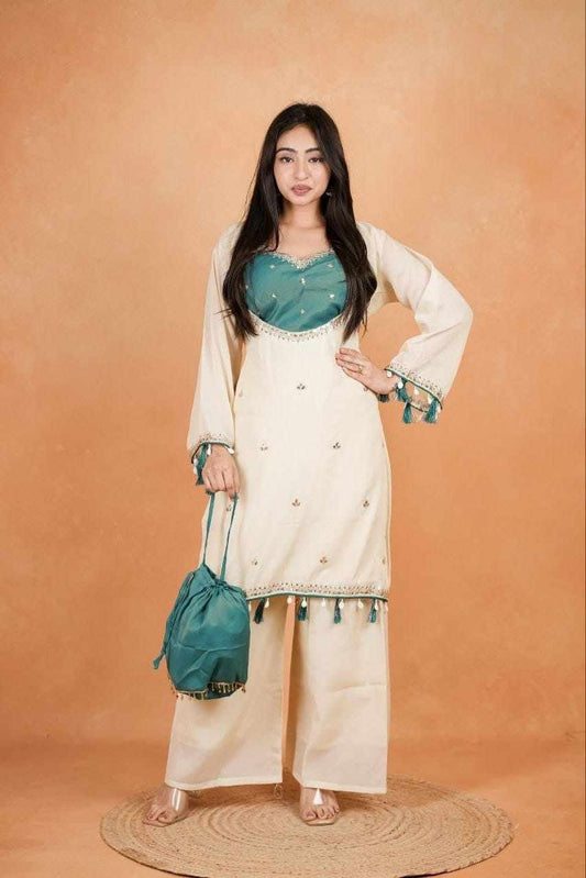 Pure Cosmos Embroidered Palazzo Set