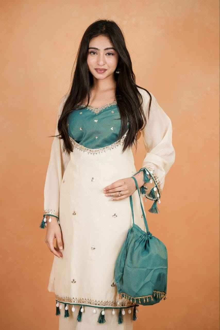 Embroidered 3 Piece Palazzo Set