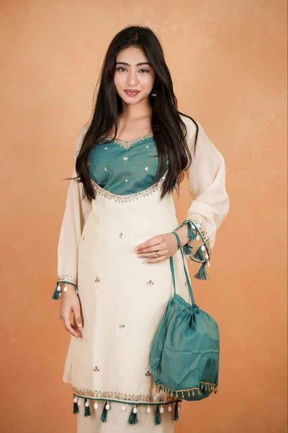 Embroidered 3 Piece Palazzo Set