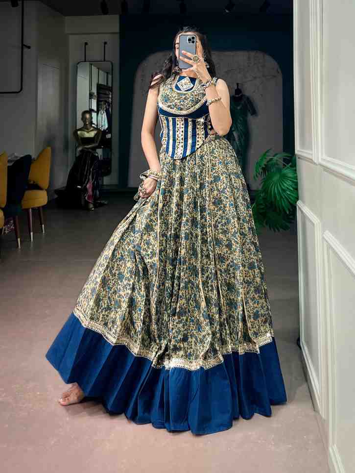 Navratri Chanderi Cotton Lehenga