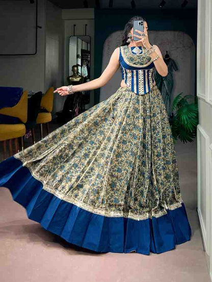 Mirror Work Chanderi Lehenga