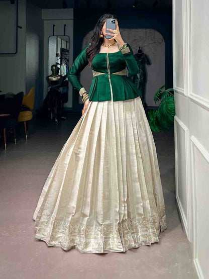 Kanchipuram Lehenga with Satin Silk Top