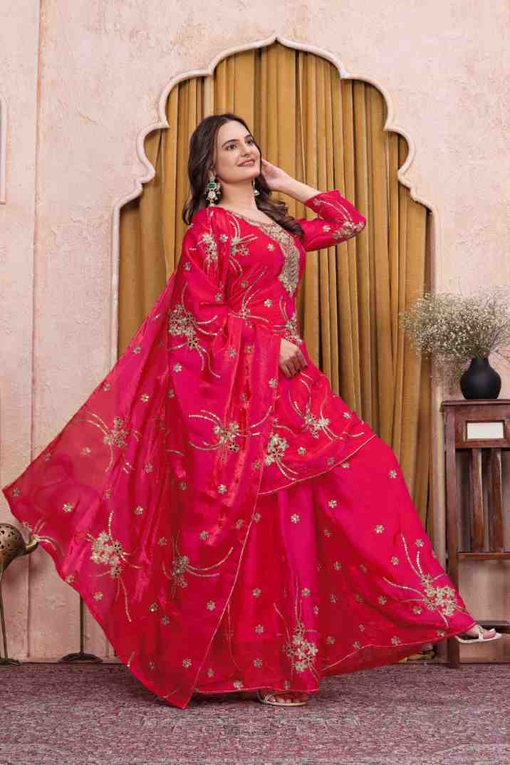 Fendy Silk Embroidered Sharara Set