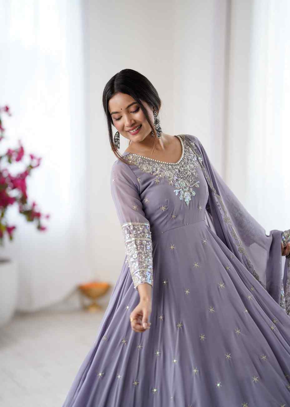 Women's Embroidered Anarkali Gown Set with Dupatta