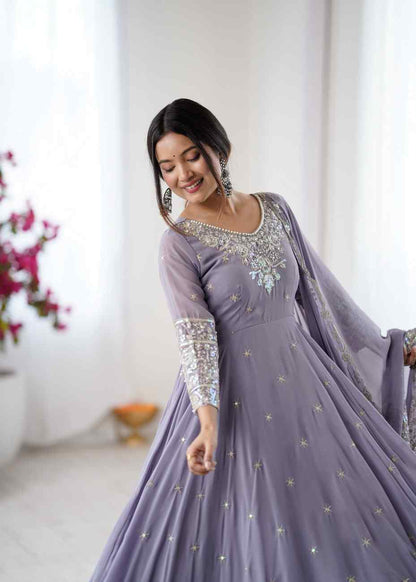 Women's Embroidered Anarkali Gown Set with Dupatta