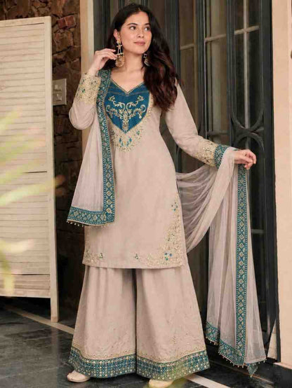Maska Cotton Embroidered Suit