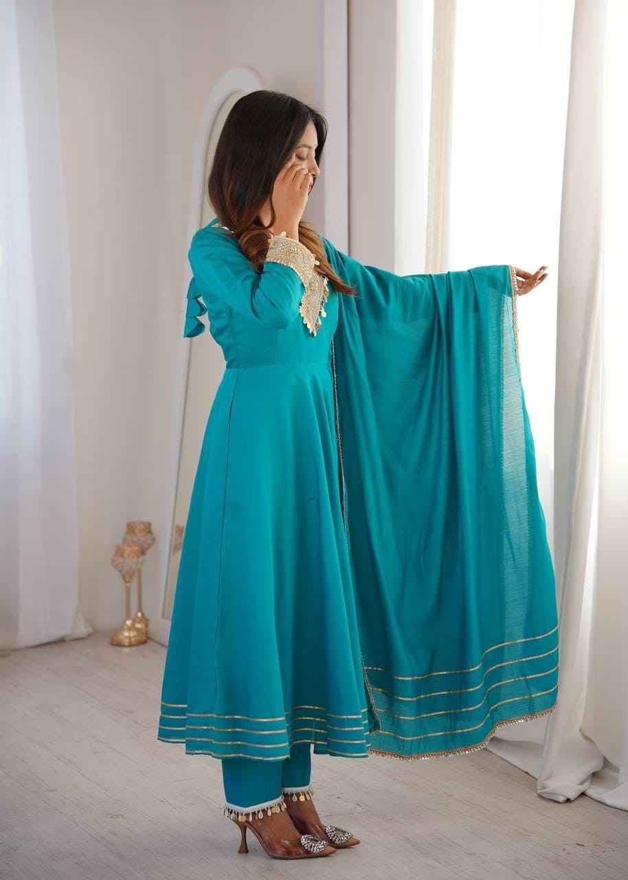 Embroidered Gown with Pant