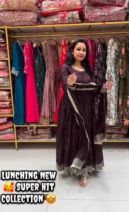 Designer festive wear gown set for women with dupatta