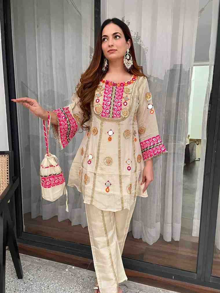 Women’s festive co-ord set with mirror and sequence detailing