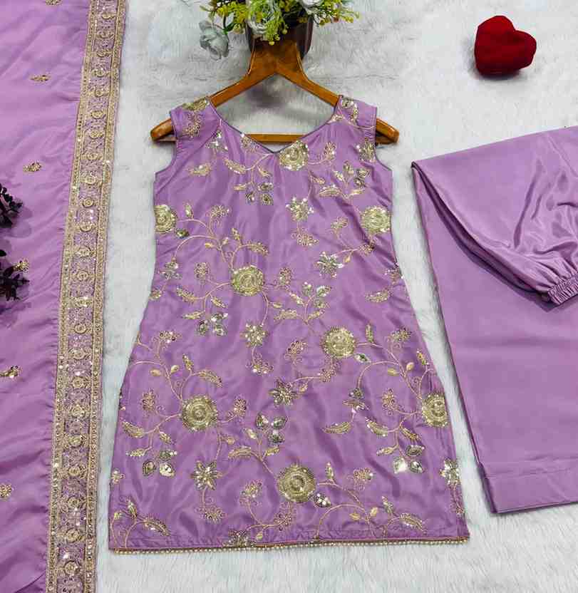 Designer diamond silk sharara set with embroidery work