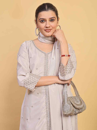 Embroidered Silk Suit Set