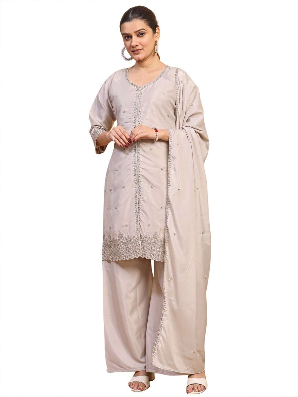 PUC Silk Semi Beads Suit Set