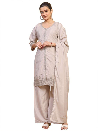 PUC Silk Semi Beads Suit Set