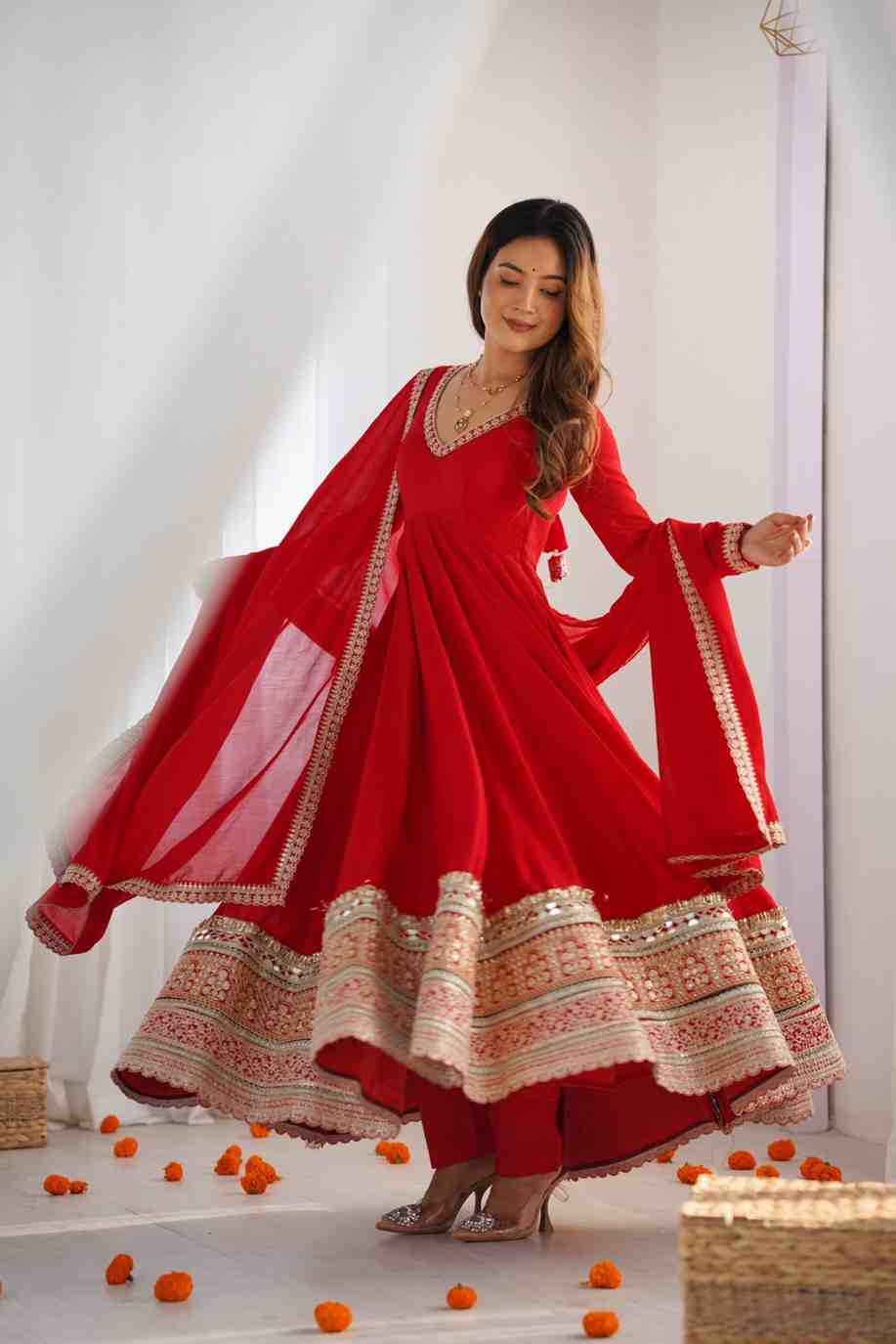 Women's Vichitra Silk Anarkali Gown