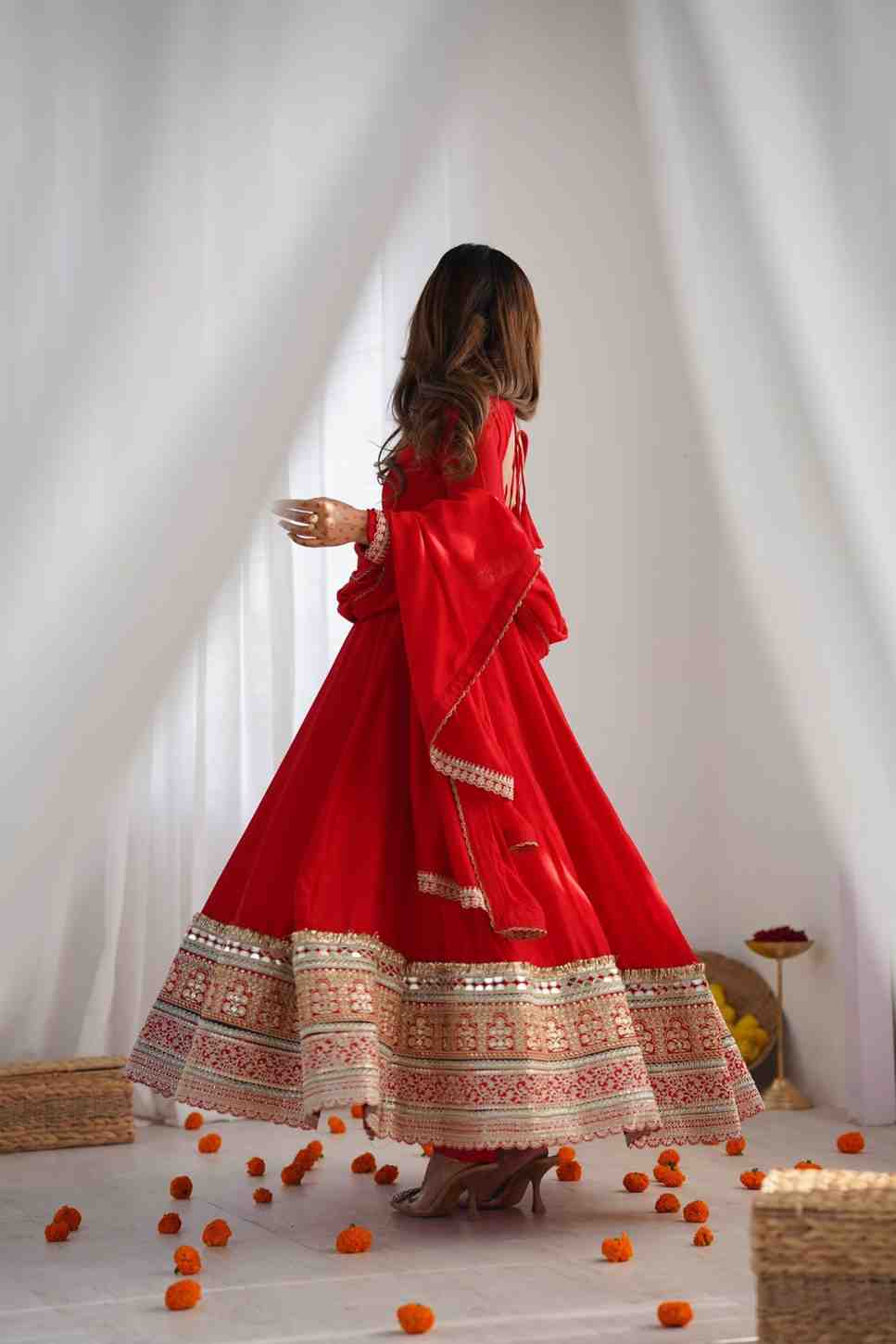 Vichitra Silk Embroidered Gown