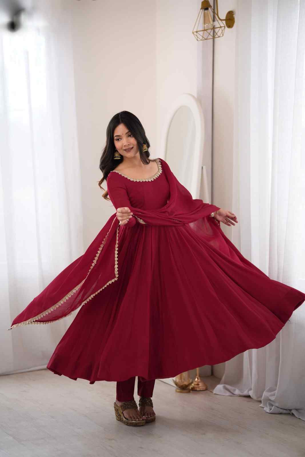 Women's Mal Chanderi Anarkali Gown
