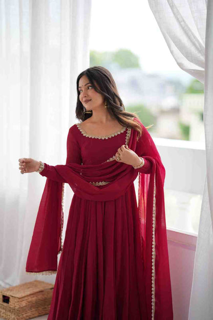 Mirror Work Chanderi Anarkali
